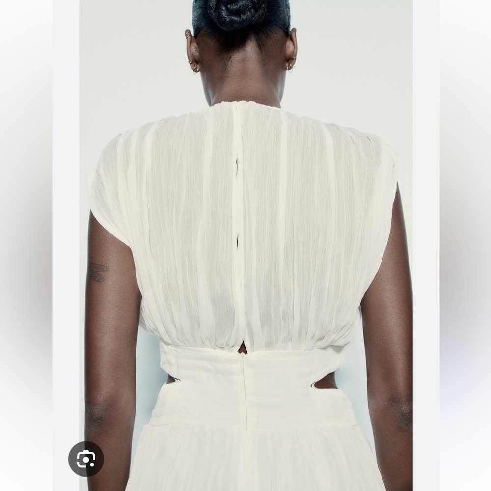 ZARA CUT OUT PLEATED MIDI DRESS - Picture 8 of 8